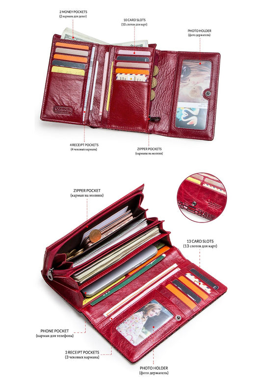 Billetera de Lujo Pochette Mujer Cuero Genuino Patrón Serpiente Cartera Larga - Image 14