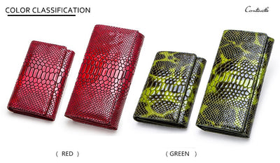 Billetera de Lujo Pochette Mujer Cuero Genuino Patrón Serpiente Cartera Larga - Image 15