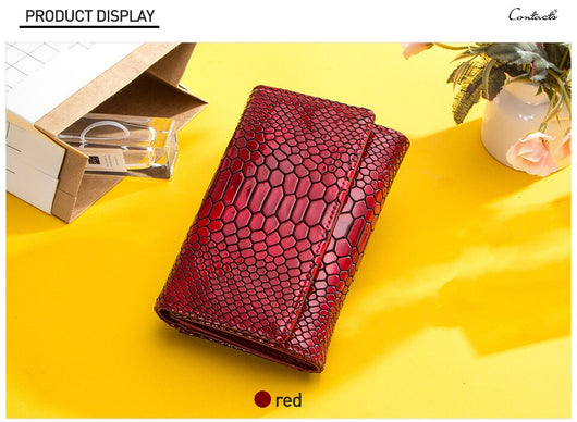 Billetera de Lujo Pochette Mujer Cuero Genuino Patrón Serpiente Cartera Larga - Image 16