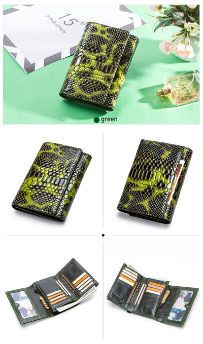 Billetera de Lujo Pochette Mujer Cuero Genuino Patrón Serpiente Cartera Larga - Image 19