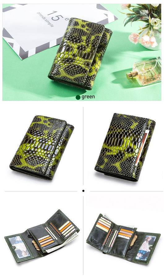 Billetera de Lujo Pochette Mujer Cuero Genuino Patrón Serpiente Cartera Larga - Image 19