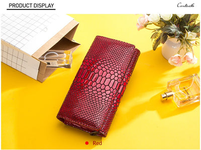 Billetera de Lujo Pochette Mujer Cuero Genuino Patrón Serpiente Cartera Larga - Image 20