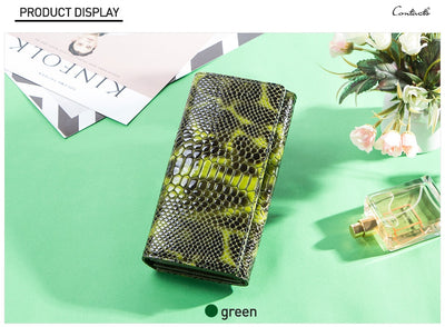 Billetera de Lujo Pochette Mujer Cuero Genuino Patrón Serpiente Cartera Larga - Image 22