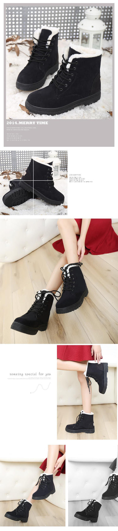 Botas Invierno Mujer Talla Grande Algodón Impermeables Nieve - Image 4
