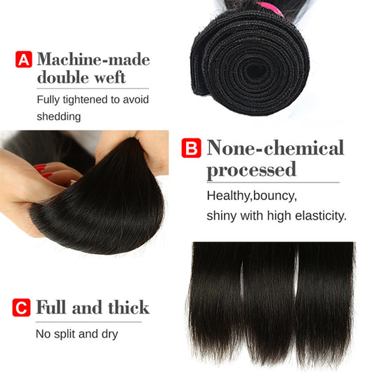 Extensión de Cabello Humano Liso Ondulado Color Natural - Peluca de Cabello Virgen - Image 13
