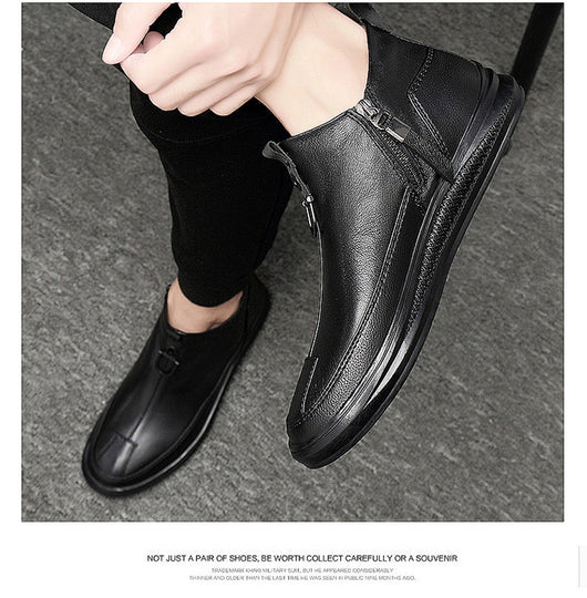 Botas Altas Casuales de Cuero Genuino Negro para Hombre - Image 7