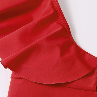 Bikini Dividido con Volantes - Traje de Baño Sólido para Mujer - Image 15