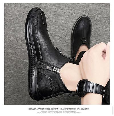 Botas Altas Casuales de Cuero Genuino Negro para Hombre - Image 11