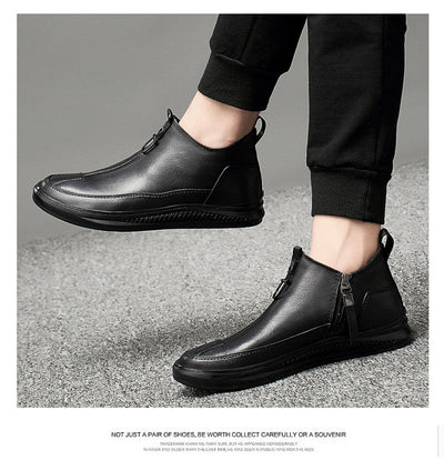 Botas Altas Casuales de Cuero Genuino Negro para Hombre - Image 12