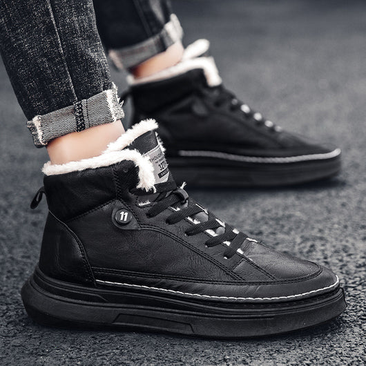 Tenis Altos de Terciopelo para Hombre - Zapatillas Cálidas y Acolchadas Estilo Coreano - Image 6