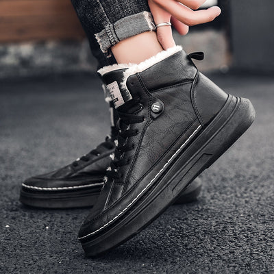 Tenis Altos de Terciopelo para Hombre - Zapatillas Cálidas y Acolchadas Estilo Coreano - Image 8