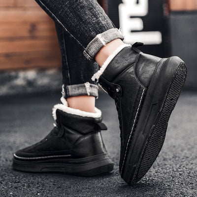 Tenis Altos de Terciopelo para Hombre - Zapatillas Cálidas y Acolchadas Estilo Coreano - Image 9