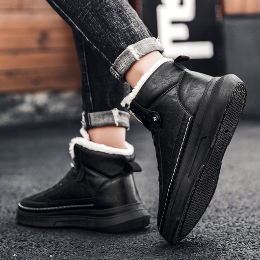 Tenis Altos de Terciopelo para Hombre - Zapatillas Cálidas y Acolchadas Estilo Coreano - Image 9