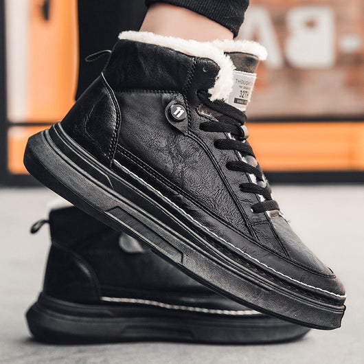 Tenis Altos de Terciopelo para Hombre - Zapatillas Cálidas y Acolchadas Estilo Coreano - Image 11