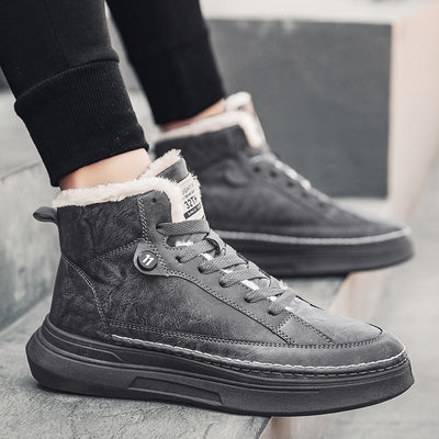 Tenis Altos de Terciopelo para Hombre - Zapatillas Cálidas y Acolchadas Estilo Coreano - Image 12