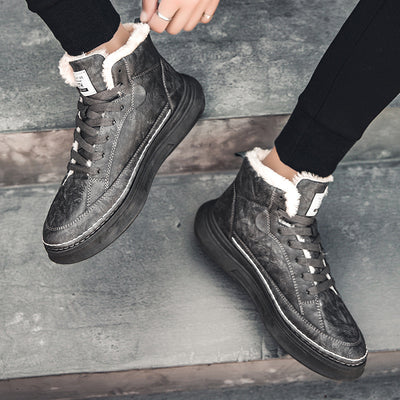 Tenis Altos de Terciopelo para Hombre - Zapatillas Cálidas y Acolchadas Estilo Coreano - Image 13