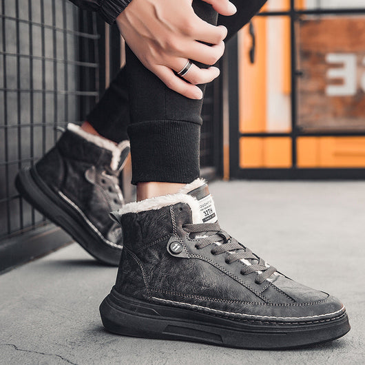Tenis Altos de Terciopelo para Hombre - Zapatillas Cálidas y Acolchadas Estilo Coreano - Image 14