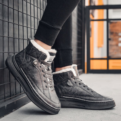 Tenis Altos de Terciopelo para Hombre - Zapatillas Cálidas y Acolchadas Estilo Coreano - Image 16