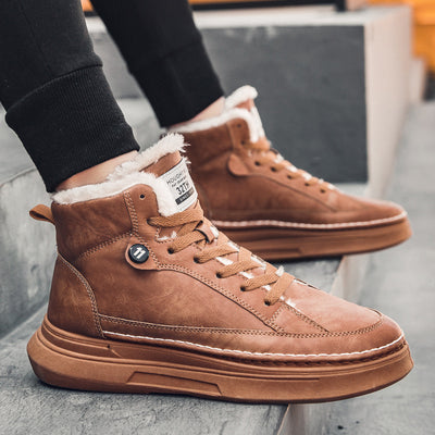 Tenis Altos de Terciopelo para Hombre - Zapatillas Cálidas y Acolchadas Estilo Coreano - Image 17