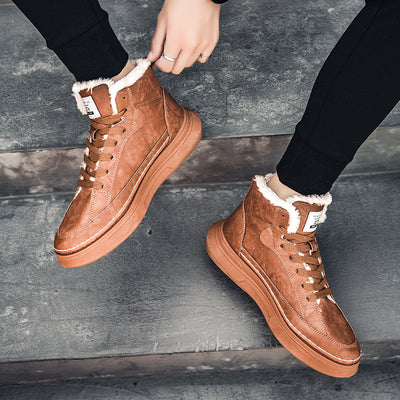 Tenis Altos de Terciopelo para Hombre - Zapatillas Cálidas y Acolchadas Estilo Coreano - Image 18