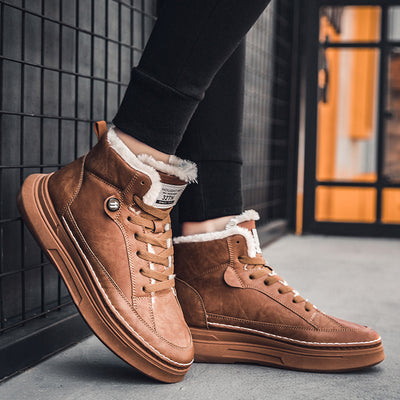 Tenis Altos de Terciopelo para Hombre - Zapatillas Cálidas y Acolchadas Estilo Coreano - Image 19
