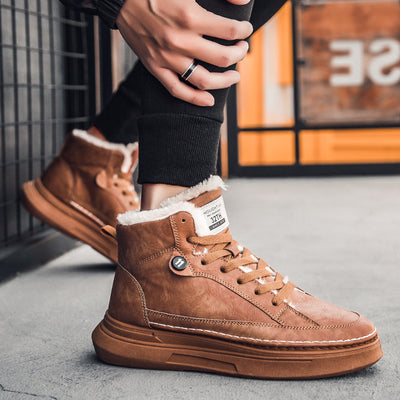 Tenis Altos de Terciopelo para Hombre - Zapatillas Cálidas y Acolchadas Estilo Coreano - Image 20