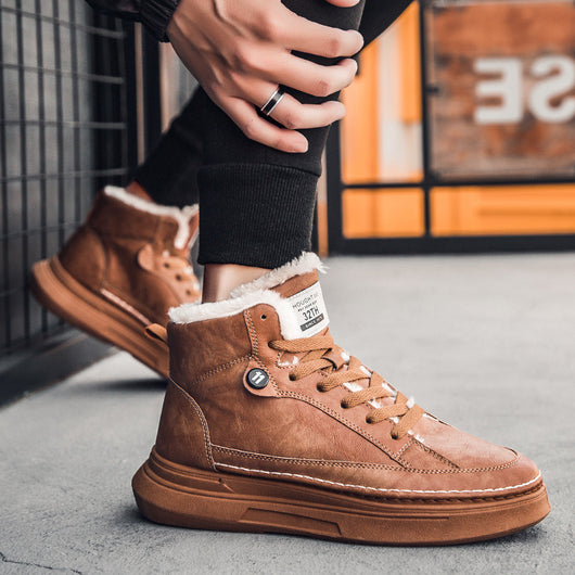 Tenis Altos de Terciopelo para Hombre - Zapatillas Cálidas y Acolchadas Estilo Coreano - Image 20