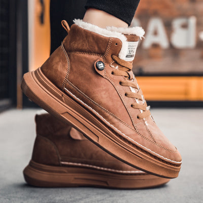 Tenis Altos de Terciopelo para Hombre - Zapatillas Cálidas y Acolchadas Estilo Coreano - Image 21