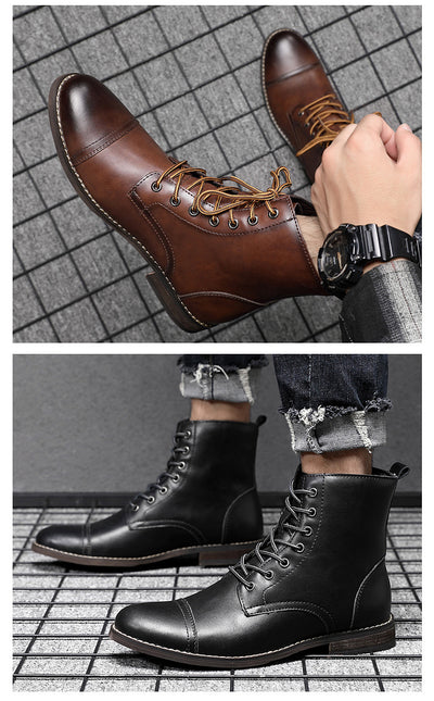 Botas Martin de Cuero para Hombre con Punta Afilada - Estilo Retro - Image 12