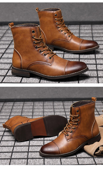 Botas Martin de Cuero para Hombre con Punta Afilada - Estilo Retro - Image 13
