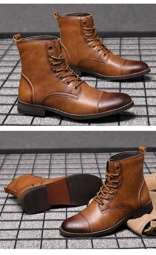 Botas Martin de Cuero para Hombre con Punta Afilada - Estilo Retro - Image 13