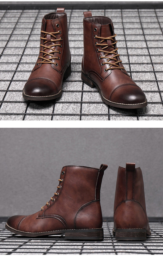 Botas Martin de Cuero para Hombre con Punta Afilada - Estilo Retro - Image 14