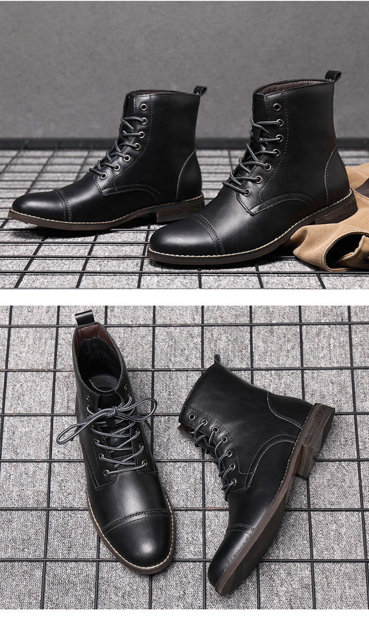 Botas Martin de Cuero para Hombre con Punta Afilada - Estilo Retro - Image 15
