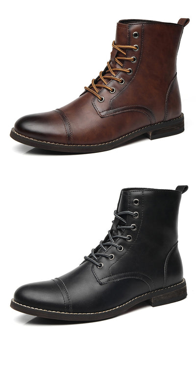 Botas Martin de Cuero para Hombre con Punta Afilada - Estilo Retro - Image 16