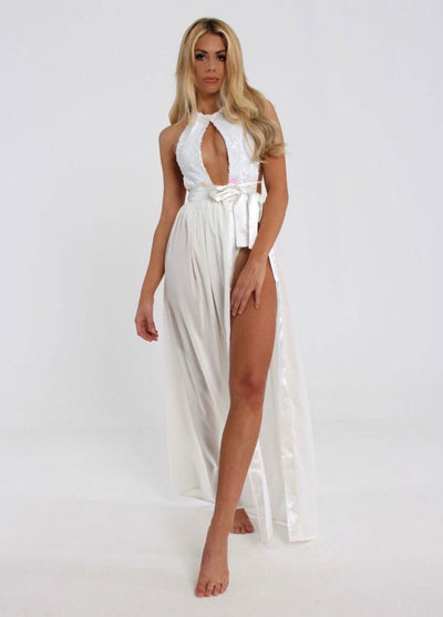 Traje de Baño Enterizo con Lentejuelas y Cuello Halter Ajustable - Image 14