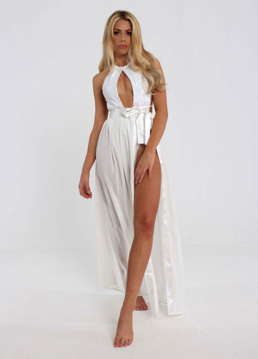 Traje de Baño Enterizo con Lentejuelas y Cuello Halter Ajustable - Image 14