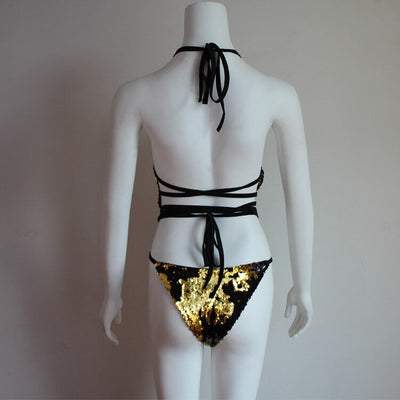 Traje de Baño Enterizo con Lentejuelas y Cuello Halter Ajustable - Image 25