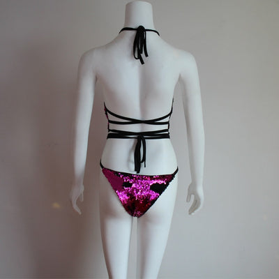 Traje de Baño Enterizo con Lentejuelas y Cuello Halter Ajustable - Image 28