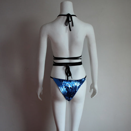 Traje de Baño Enterizo con Lentejuelas y Cuello Halter Ajustable - Image 31