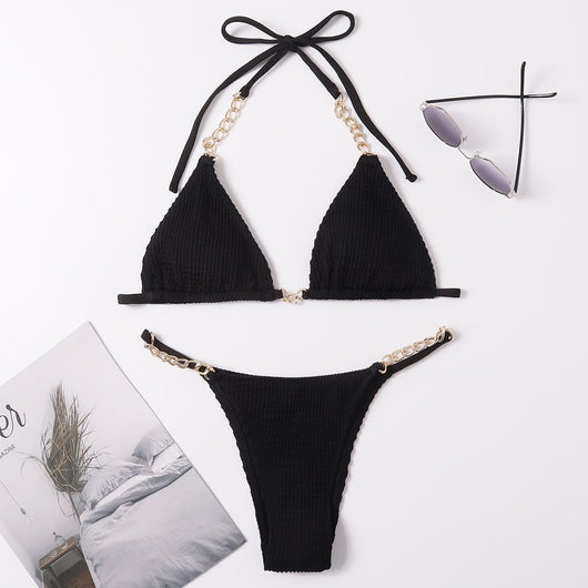 Traje de Baño Entero con Cadena Decorativa y Corte Asimétrico - Image 11