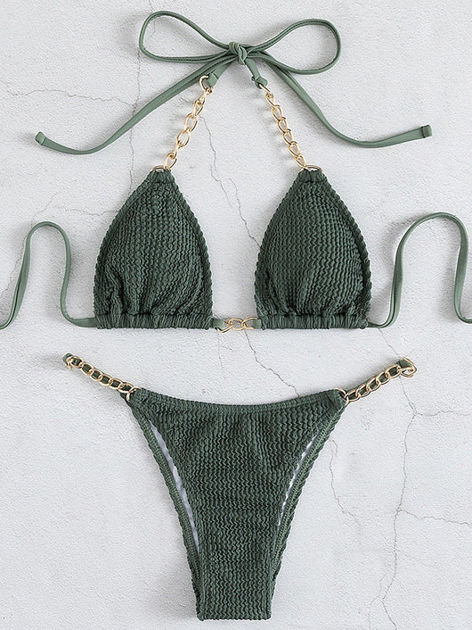 Traje de Baño Entero con Cadena Decorativa y Corte Asimétrico - Image 15