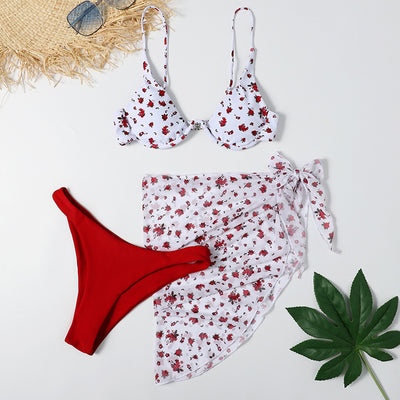 Traje de Baño Leopardo de Tres Piezas con Abertura Lateral - Image 17