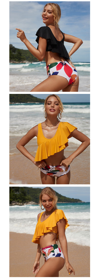 Bikini Asimétrico Multicolor de Talle Alto con Estampado - Image 8