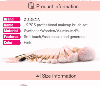Set de 12 Brochas de Maquillaje con Mango Puntiagudo - Image 21