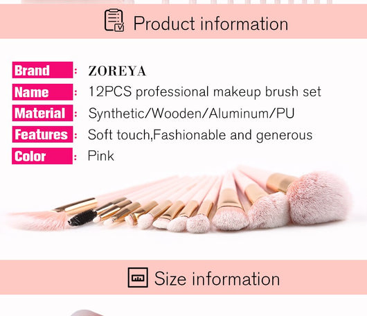 Set de 12 Brochas de Maquillaje con Mango Puntiagudo - Image 21