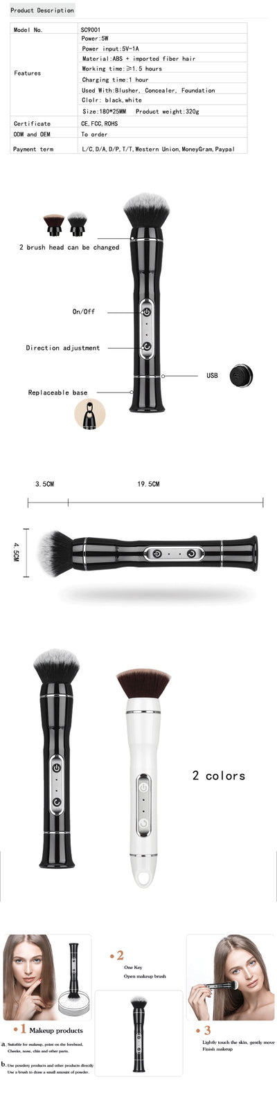 Brocha de Maquillaje Eléctrica Automática - Base y Rubor Profesional - Image 12