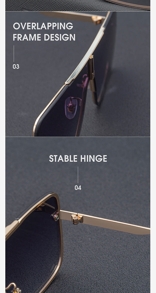 Gafas de Sol Cuadradas Metálicas Grandes para Hombre - Image 16