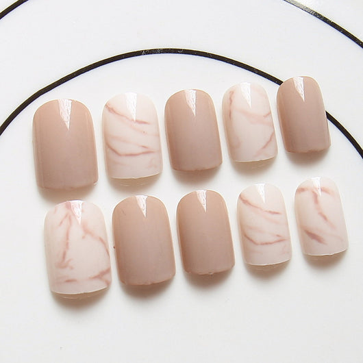 Uñas Postizas Khaki Claro con Efecto Degradado - Image 9