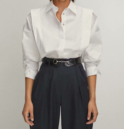Blusa Blanca de Manga Larga con Diseño Minimalista en Popelina - Image 7