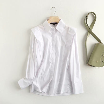 Blusa Blanca de Manga Larga con Diseño Minimalista en Popelina - Image 9